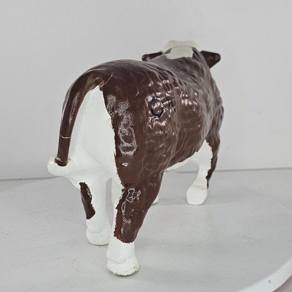 Handcrafted Oklahoma Pollettes Ceramic Cow Figurine Brown & White *Repaired* - Picture 5 of 10